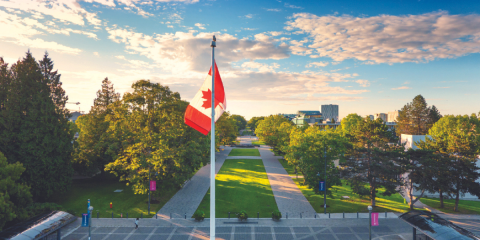 Image of flag pole on Vancouver campus