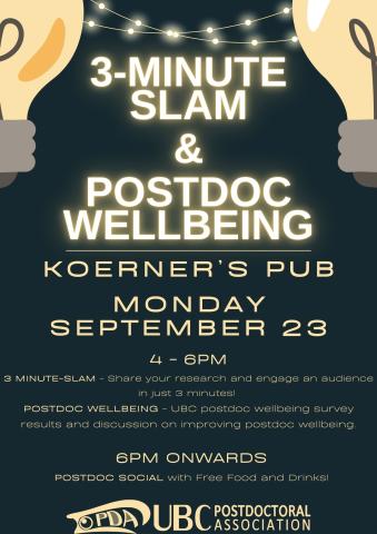 Poster for the UBC PDA 3 Minute Postdoc Slam