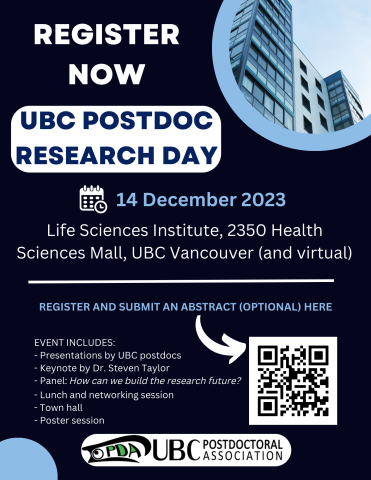 Poster for UBC's Postdoc Research Day 2023