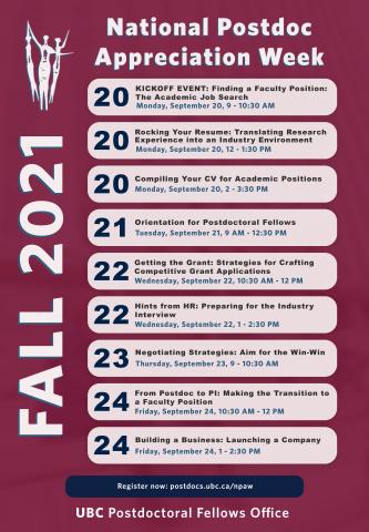 Poster listing 2021 NPAW events.